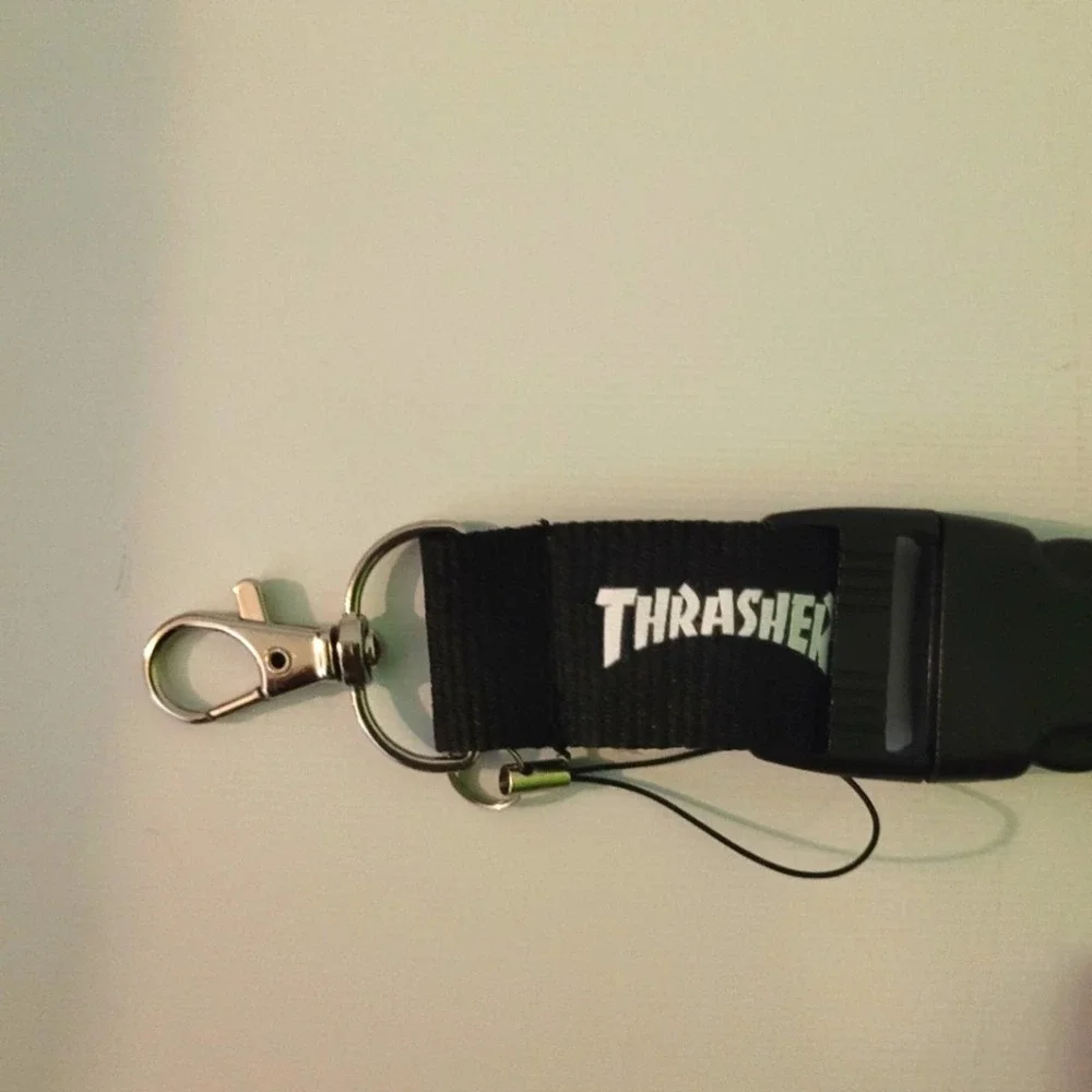 P4. Thrasher Black One Size Lanyard with Clip
